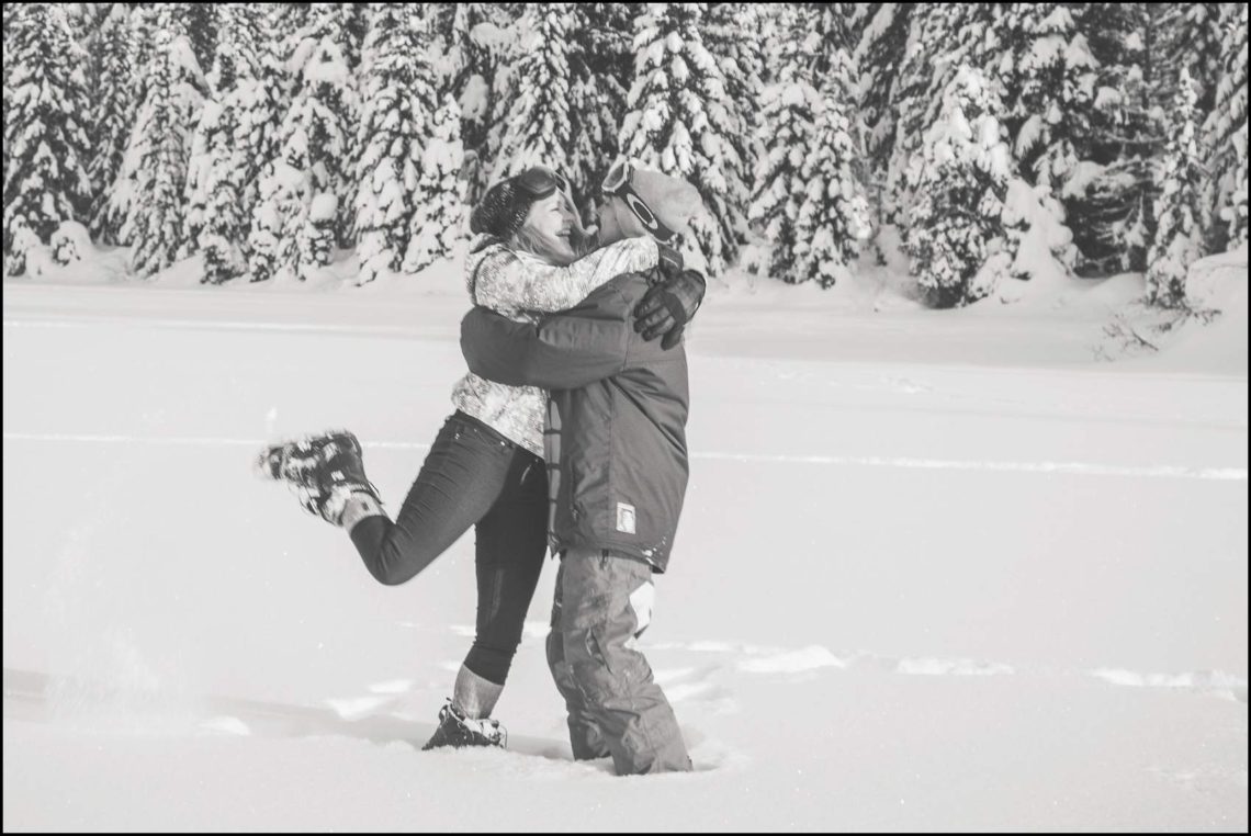 Patti Bob 40 Engaged   Gold Creek Pond with Patti and Bob