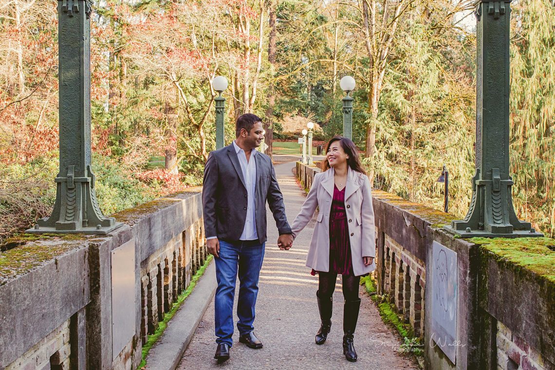 Stephanie Walls Photography 0380 scaled Washington Park Arboretum Engagement with Chi and Saurav