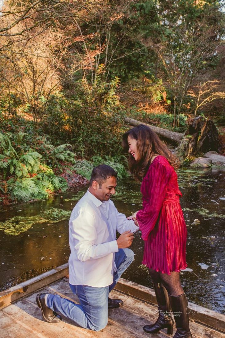 Stephanie Walls Photography 0381 scaled Washington Park Arboretum Engagement with Chi and Saurav