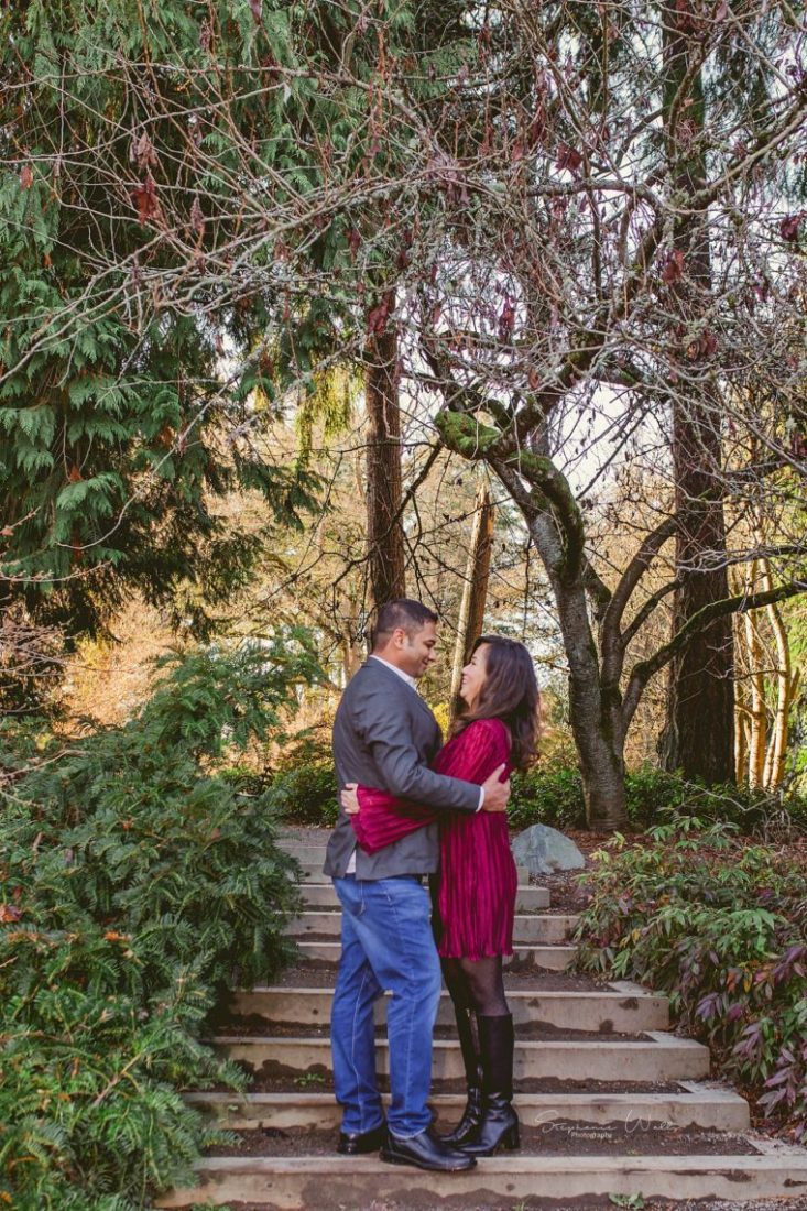 Stephanie Walls Photography 0393 scaled Washington Park Arboretum Engagement with Chi and Saurav