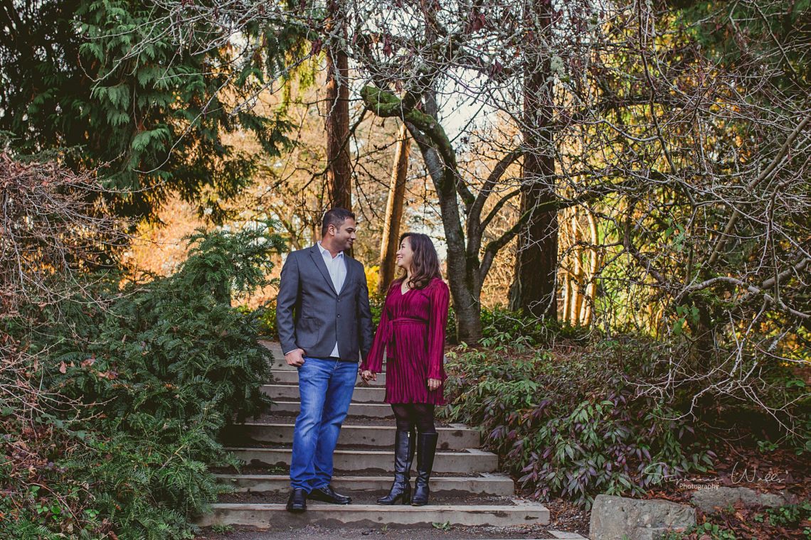 Stephanie Walls Photography 0396 scaled Washington Park Arboretum Engagement with Chi and Saurav