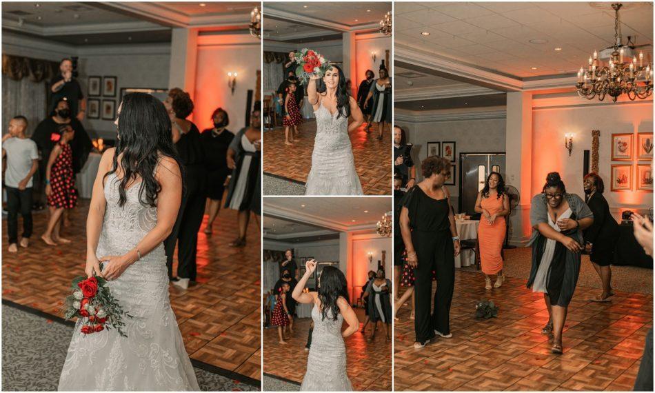 1st Dances Bouquet Toss 103 950x570 Laurel Place Seattle Wedding