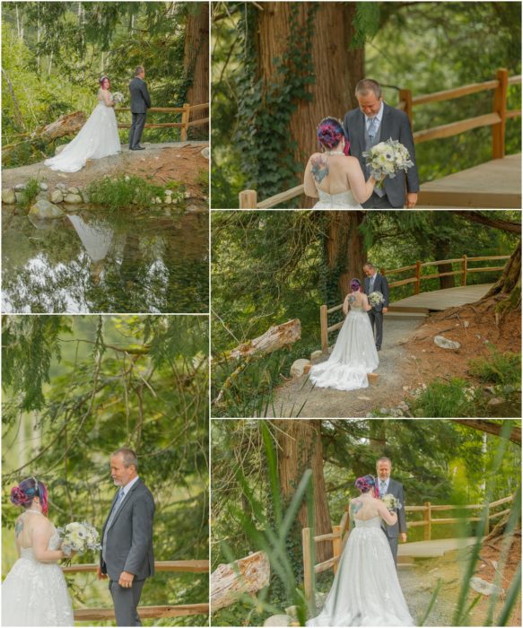 1st Look Bridals 114 583x700 Gray Bridge wedding with a rainbow flag sendoff