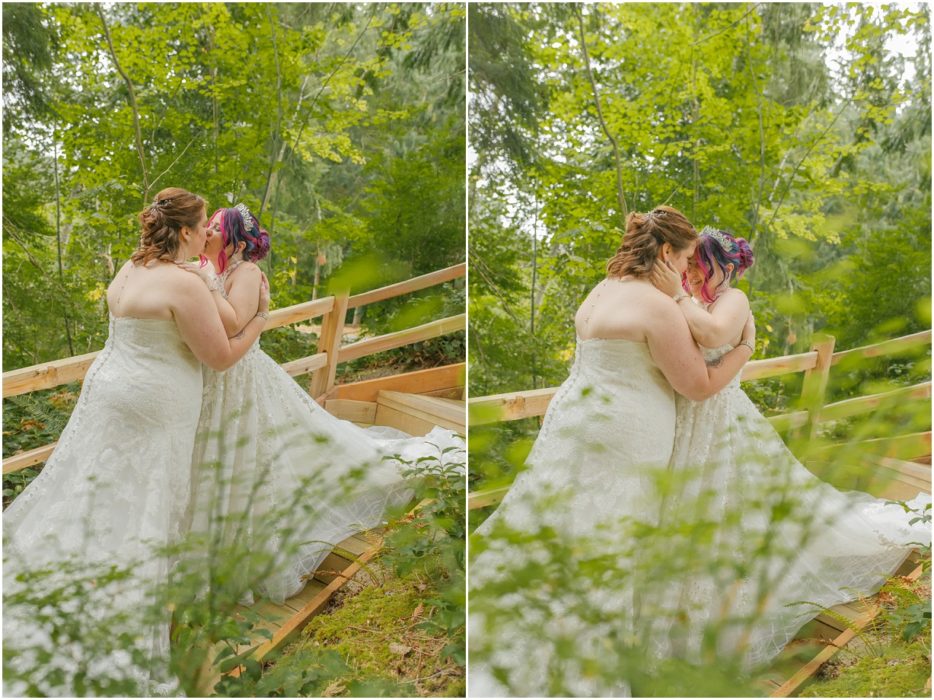 1st Look Bridals 162 934x700 Gray Bridge wedding with a rainbow flag sendoff