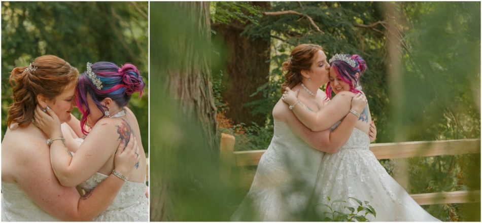 1st Look Bridals 169 950x440 Gray Bridge wedding with a rainbow flag sendoff