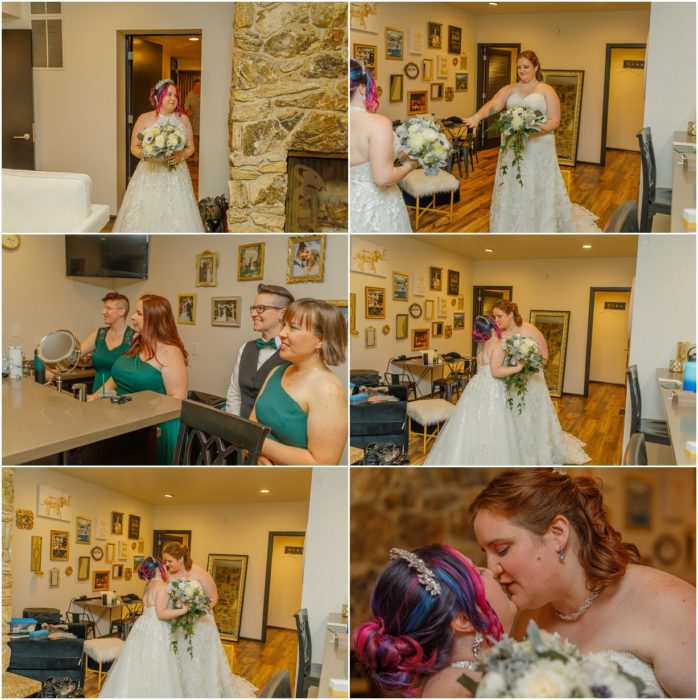 1st Look Bridals 53 698x700 Gray Bridge wedding with a rainbow flag sendoff