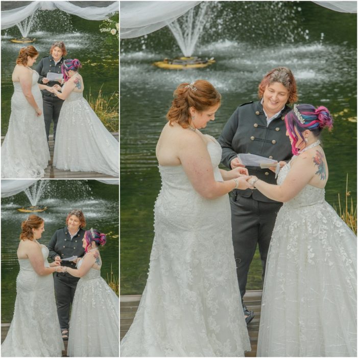 Ceremony 182 701x700 Gray Bridge wedding with a rainbow flag sendoff