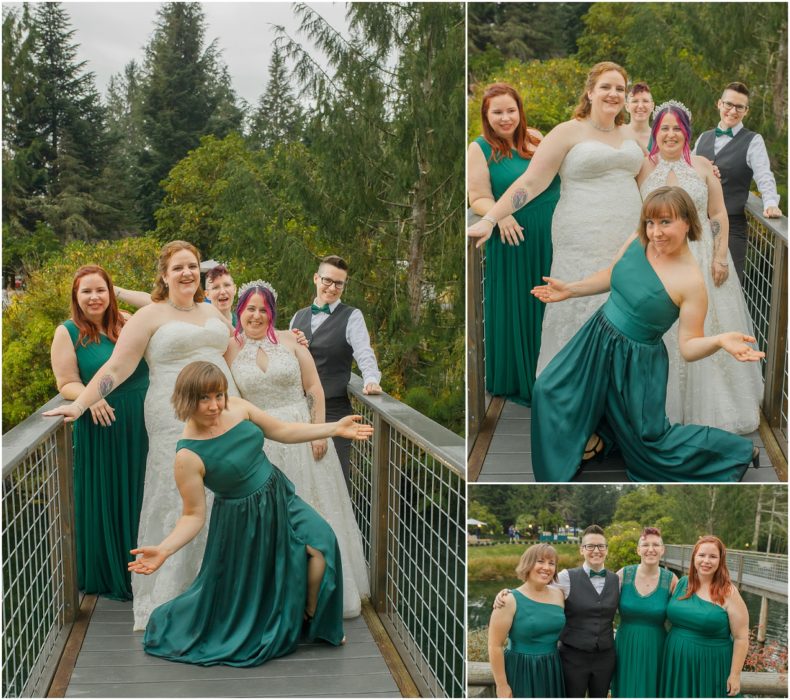 Family Wedding Party 184 790x700 Gray Bridge wedding with a rainbow flag sendoff