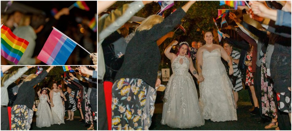 Reception Exit 166 950x425 Gray Bridge wedding with a rainbow flag sendoff