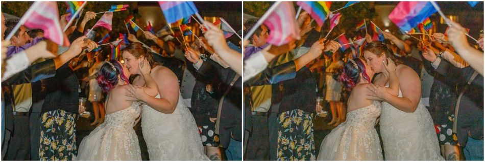 Reception Exit 181 950x319 Gray Bridge wedding with a rainbow flag sendoff