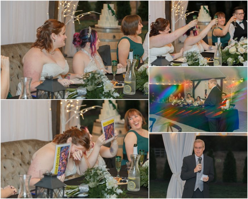 Toasts Tosses and 1st Dances 55 872x700 Gray Bridge wedding with a rainbow flag sendoff