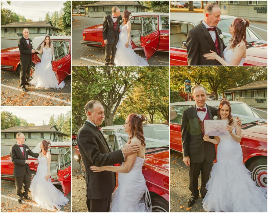 Bride Groom 73 878x700 Wedding Circle Mukilteo Elopement with a Red Rolls Royce