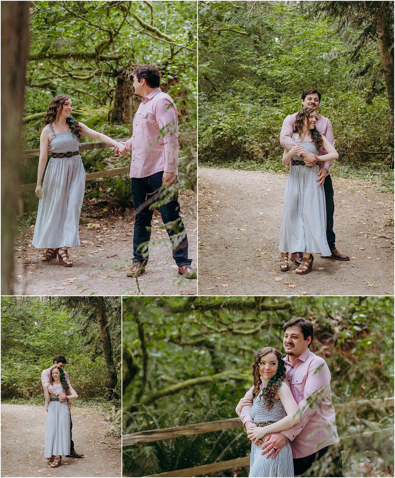 Chasing the light Gold Creek Pond Engagement Session Husband and Wife
