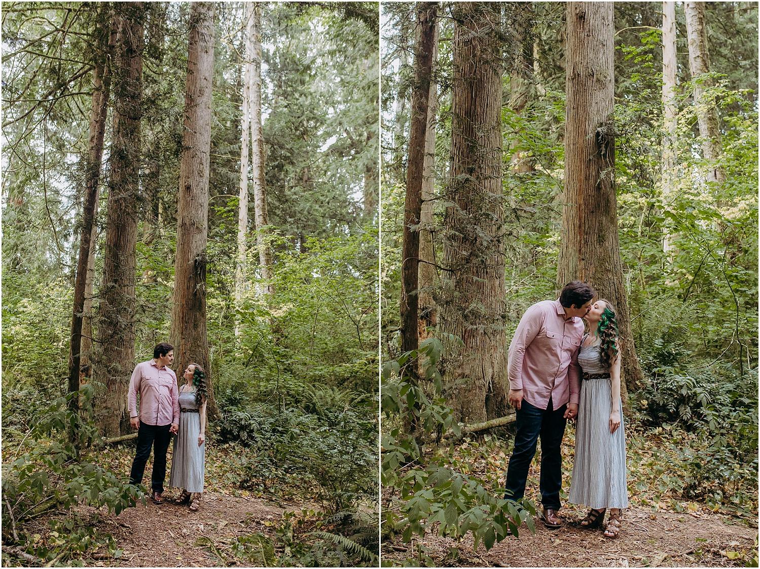 Chasing the light Gold Creek Pond Engagement Session Husband and Wife