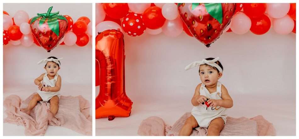 Elyzza Turns One Strawberry Themed Cake Smash in Downtown Everett Studio 0002 950x444 Elyzza Turns One | Strawberry Themed Cake Smash in Downtown Everett Studio