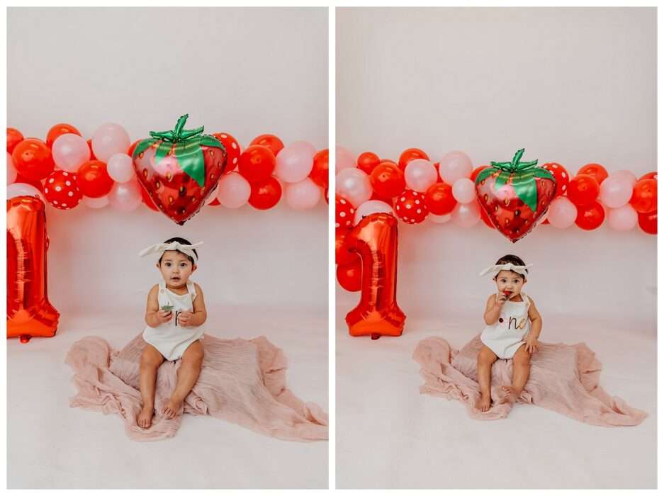 Elyzza Turns One Strawberry Themed Cake Smash in Downtown Everett Studio 0005 937x700 Elyzza Turns One | Strawberry Themed Cake Smash in Downtown Everett Studio
