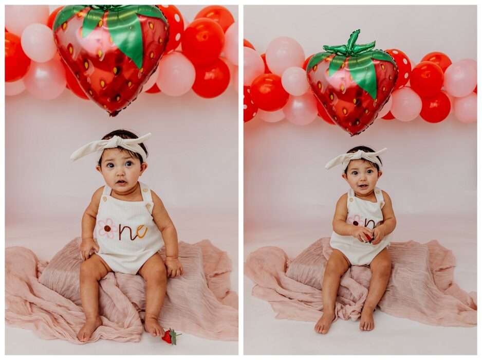 Elyzza Turns One Strawberry Themed Cake Smash in Downtown Everett Studio 0006 938x700 Elyzza Turns One | Strawberry Themed Cake Smash in Downtown Everett Studio