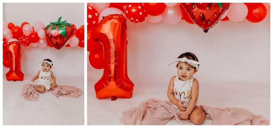 Elyzza Turns One Strawberry Themed Cake Smash in Downtown Everett Studio 0009 950x445 Elyzza Turns One | Strawberry Themed Cake Smash in Downtown Everett Studio