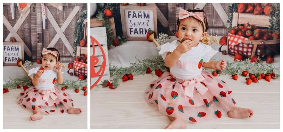 Elyzza Turns One Strawberry Themed Cake Smash in Downtown Everett Studio 0015 950x444 Elyzza Turns One | Strawberry Themed Cake Smash in Downtown Everett Studio