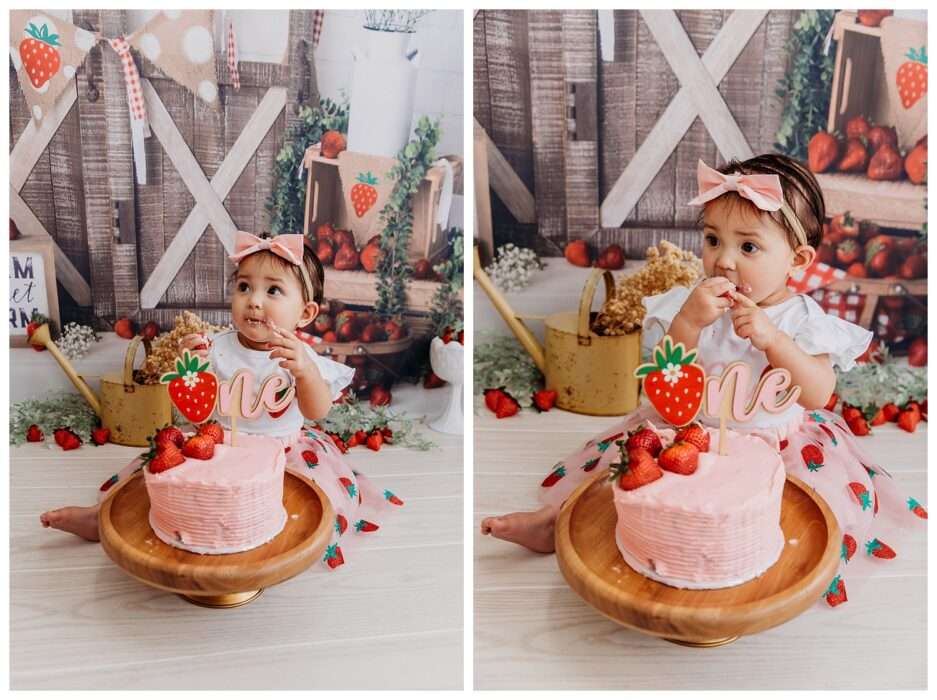 Elyzza Turns One Strawberry Themed Cake Smash in Downtown Everett Studio 0018 937x700 Elyzza Turns One | Strawberry Themed Cake Smash in Downtown Everett Studio