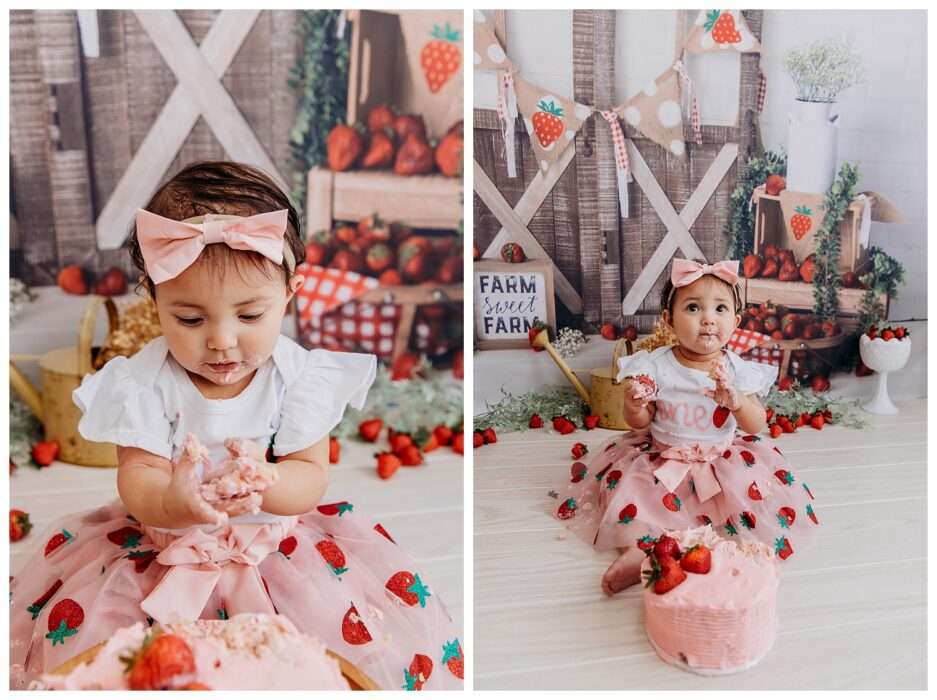 Elyzza Turns One Strawberry Themed Cake Smash in Downtown Everett Studio 0021 937x700 Elyzza Turns One | Strawberry Themed Cake Smash in Downtown Everett Studio