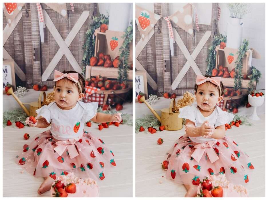 Elyzza Turns One Strawberry Themed Cake Smash in Downtown Everett Studio 0022 937x700 Elyzza Turns One | Strawberry Themed Cake Smash in Downtown Everett Studio